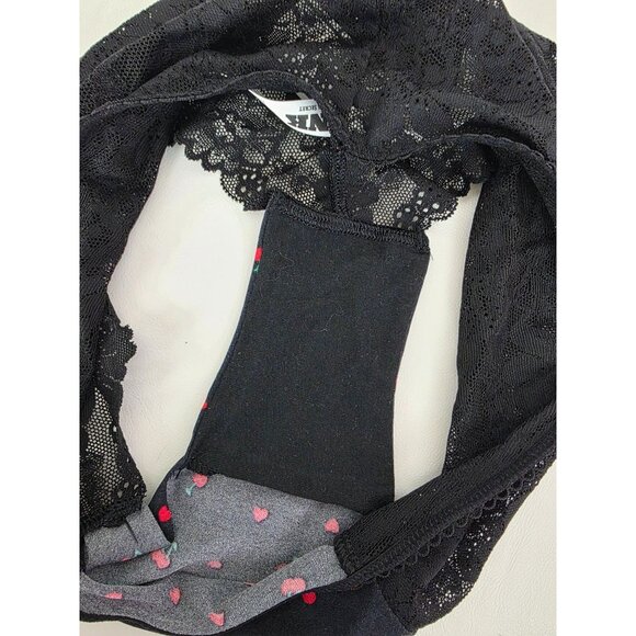 NWT Victoria's Secret Pink Cheeky Black Lace Cherry Print Womens Panties Small - Picture 5 of 11